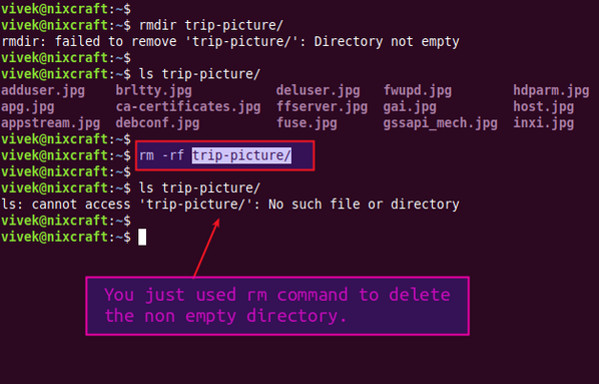 how to remove directory in linux