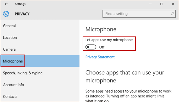 windows enable microphone