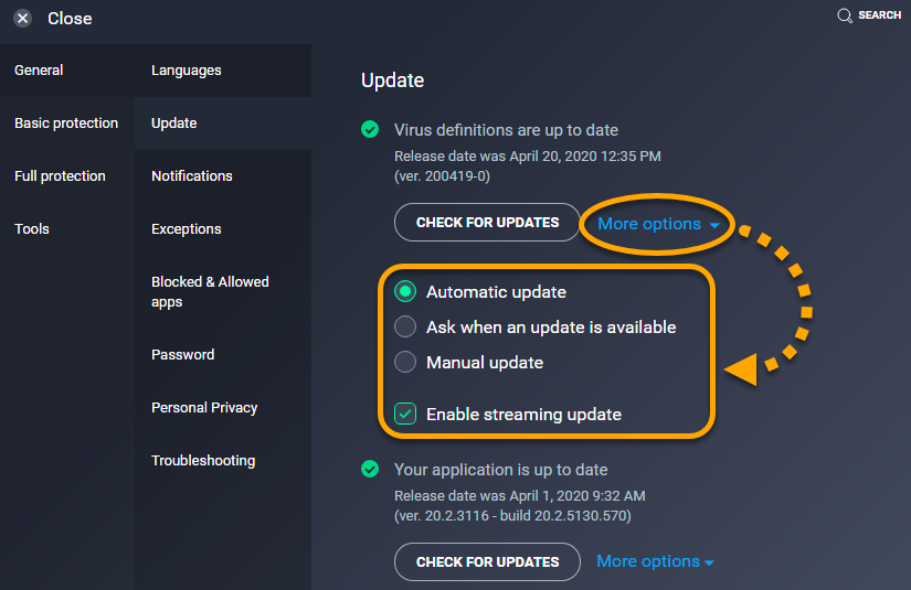 Downloading AVG updates