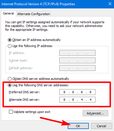 Preferred DNS server