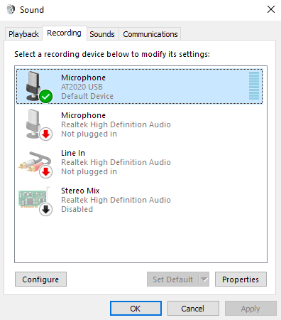 microphone from your headset and click on Properties