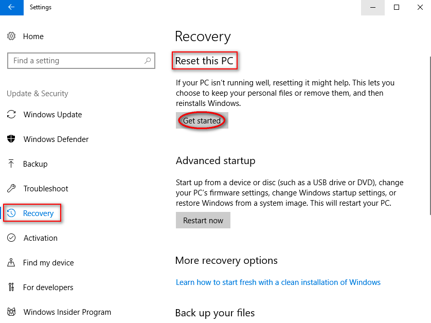 how to factory reset windows 10