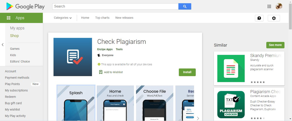 Downloading a plagiarism checking app
