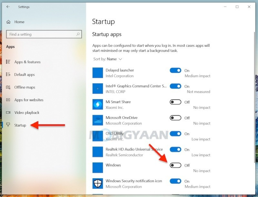 Always disable startup apps or programs