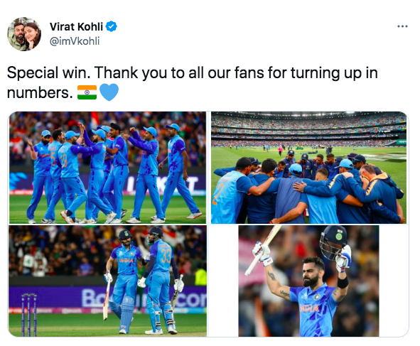 Kohli's Tweet For Fans