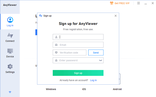 To create an AnyViewer account, fill in the signup information