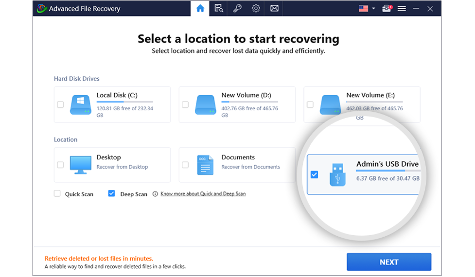 Use Advanced File Recovery to Recover Deleted Data